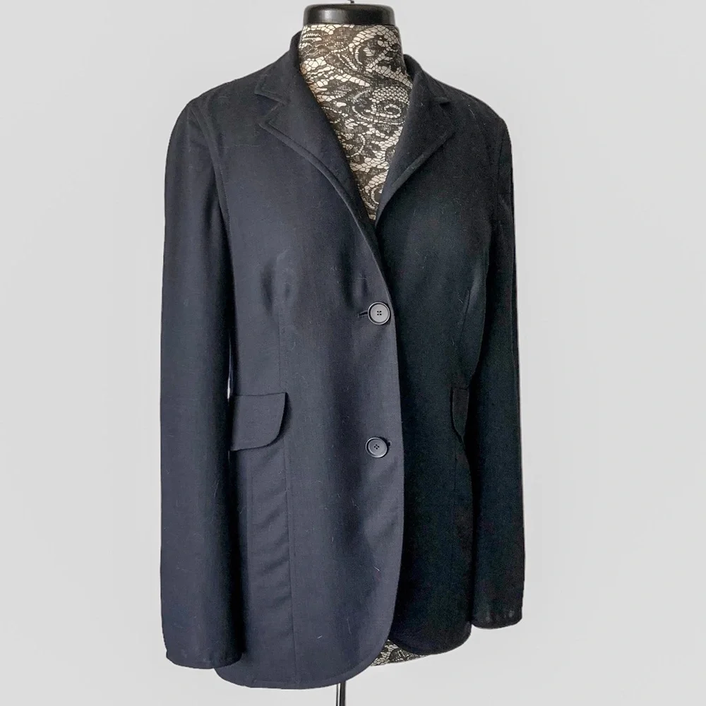 Akris + Bergdorf Goodman Wool Blazer Navy Blue Size 8